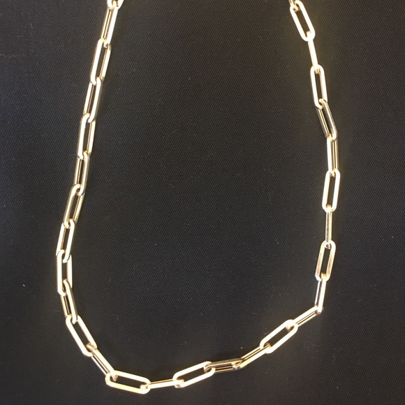 14k gold paperclip chain link necklace 18" - Picture 1 of 12